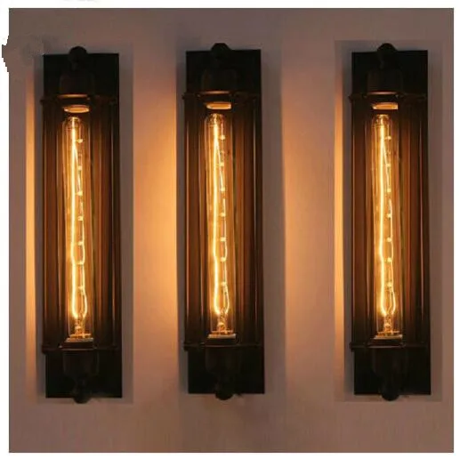 Lampe Murale Nordique Vintage En Métal Longue Cage E27 Edison