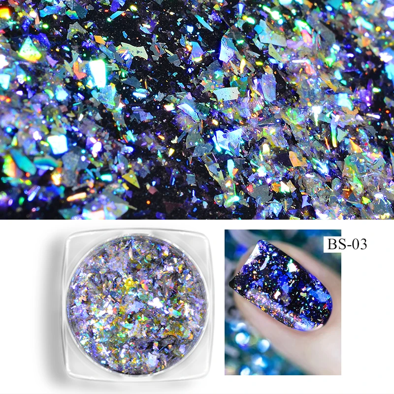 New 0.2g/Box Aurora Chameleon Nail Glitter Holographic Powder Dazzling Nail Art Flakes Sequins For DIY Nail Glitters Decorations