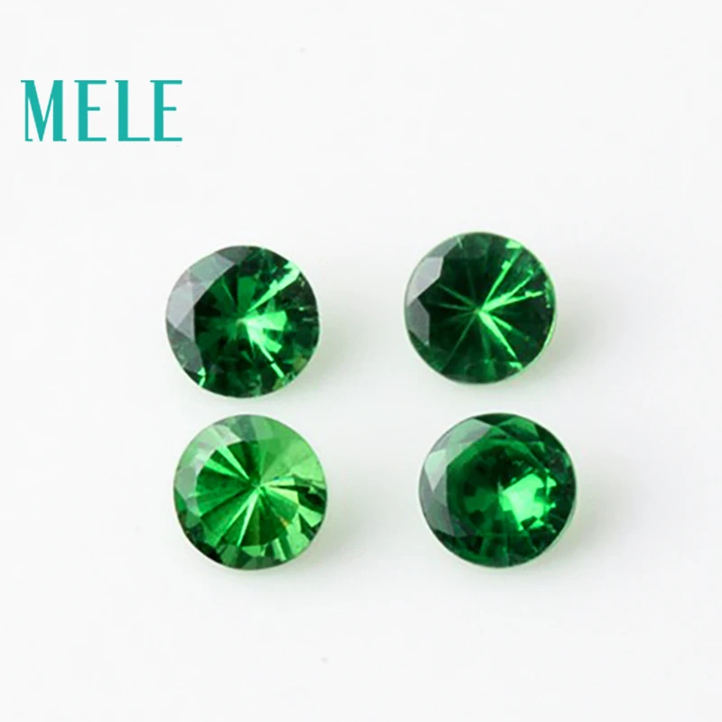 MELE Natural 2.5mm round cut Tsavorite for jewelry making,green loose gemstone with bright color,DIY main stone color fire
