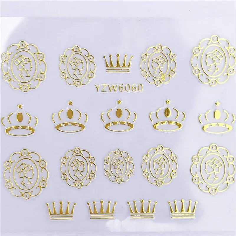 FWC блестящие 3D золотые наклейки для ногтей с золотым блеском, клеящиеся цветы, лоза для маникюра, смешанные наклейки для ногтей - Цвет: YZW6060