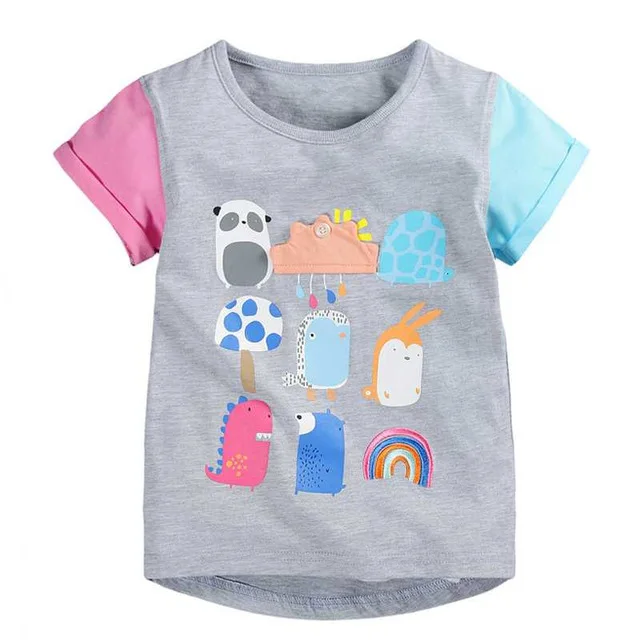Vidmid для девочек одежда без рукавов; Детские хлопковые летние футболки для грудничков футболки топы для девочек; K6273 футболка с цветочным принтом; костюмы детская одежда топы - Цвет: as photo