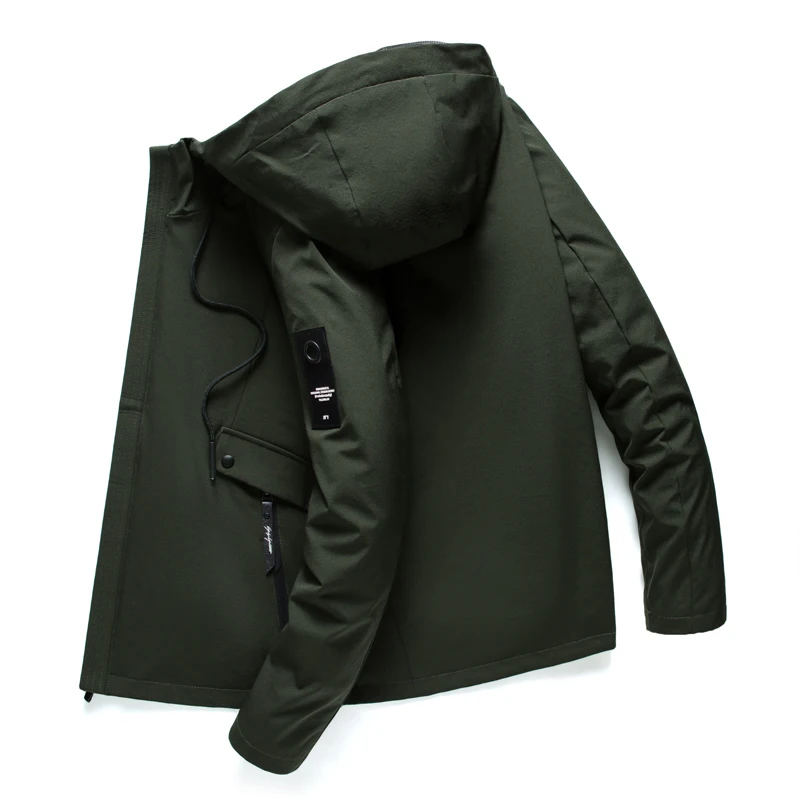 

Spring Autumn Casual Waterproof Windbreaker Slim Jacket Men Breathable Hooded Jackets Male Raincoat Sportswear Hoodies Coat 4XL