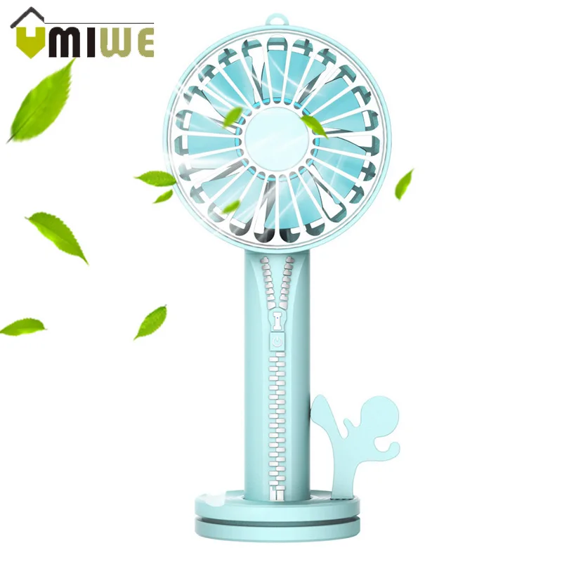 

4-in-1 Handheld silent Mini Fan Foldable Portable Adjustable Low Noise 3 Speed Wind Fan makeup mirror charging treasure Office