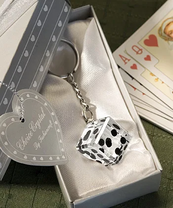 50 шт./лот+ Лас-Вегас тематические Chrome брелок с Кристальные кости в подарок коробка со свадебными сувенирами