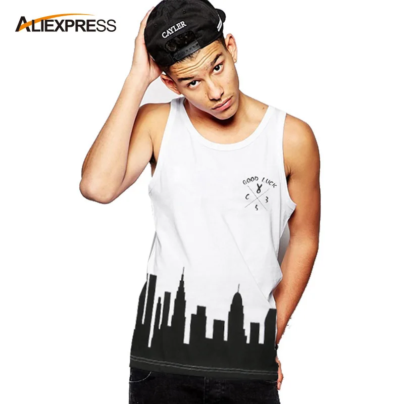 Summer Style Sexy Cool O-neck Shirt Tank Top Loose Cotton Simple Design Men Vest Tops Buliding Printing Tank L XL XXL - AliExpress Ropa de hombre