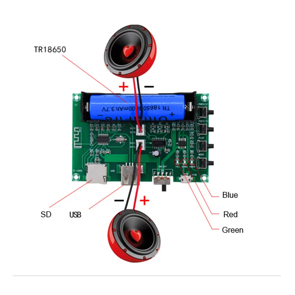 Плата цифрового усилителя мощности PAM8403 с Bluetooth перезаряжаемая литиевая батарея
