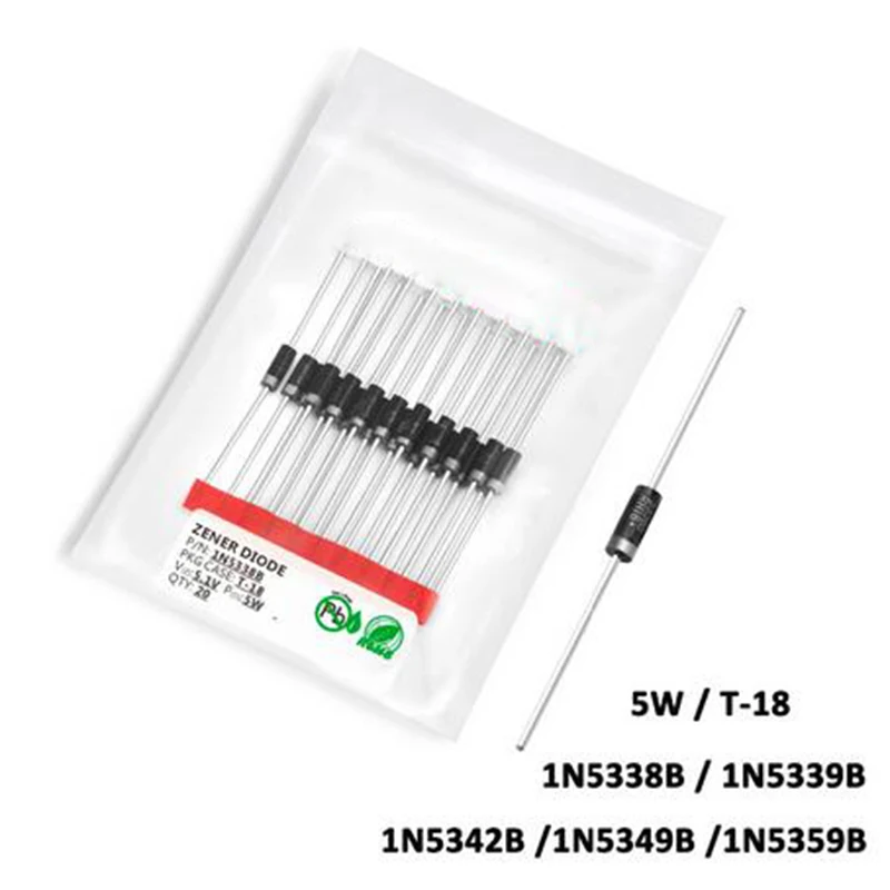 

20pcs Zener Diodes For Chanzon Component Equipment Replacement Accessories Set 1N5338B 1N5339B 1N5342B 1N5349B