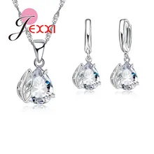 Высокое качество модные капли воды Кристалл 925 пробы серебряные ожерелья с подвесками серьги набор украшений для женщин