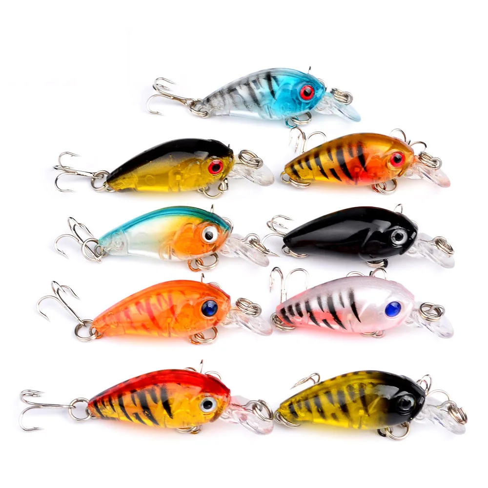 

9pc/set Plastic Fishing Lures 9 colors 4.7cm/4.2g Fishing Tackle 10# Hook Minnow Fishing Bait artificial fishing