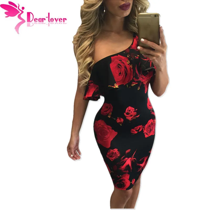 Dear Lover One Shoulder Dresses Print Summer Sexy Vintage Women Party ...