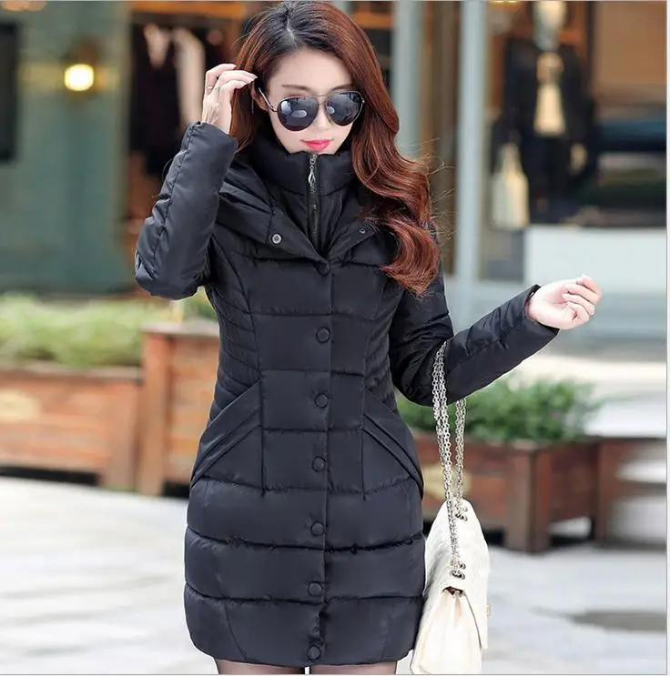 Модная зимняя женская куртка, Женская куртка, с капюшоном, утолщенная, средней длины, парка размера плюс, с подкладкой, Casaco Feminino, пальто CQ418