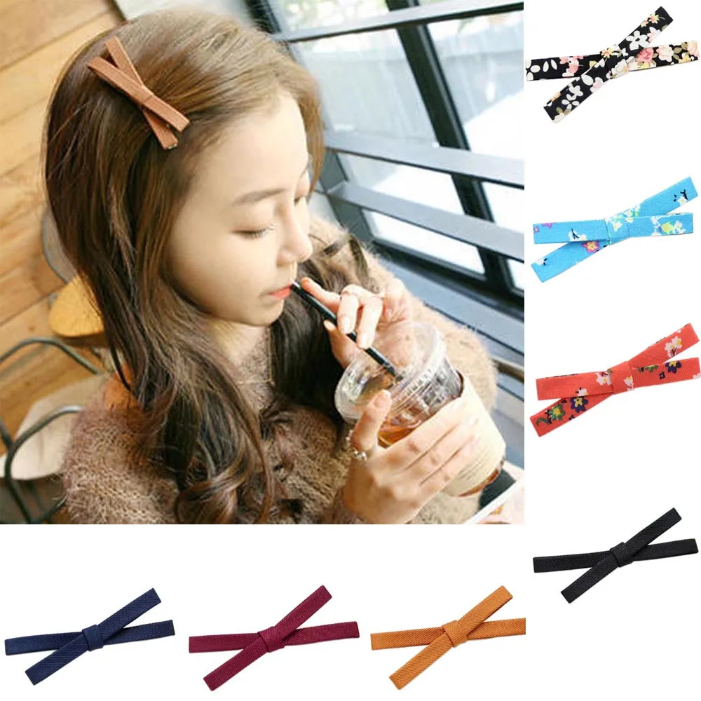 

1PC NMini Bow Hairgrips Kids Sweet Girls Solid Printing Hair Clips Kids Hairpins Hair Styling Tool