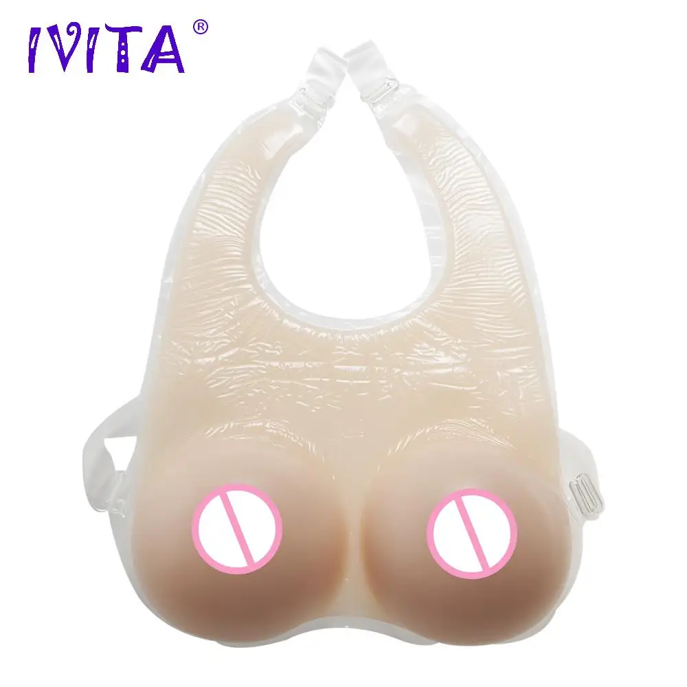

IVITA 800g Realistic Fake Boobs Artificial Silicone Breast Forms With Shoulder Straps For Crossdresser Drag Queen Postoperative