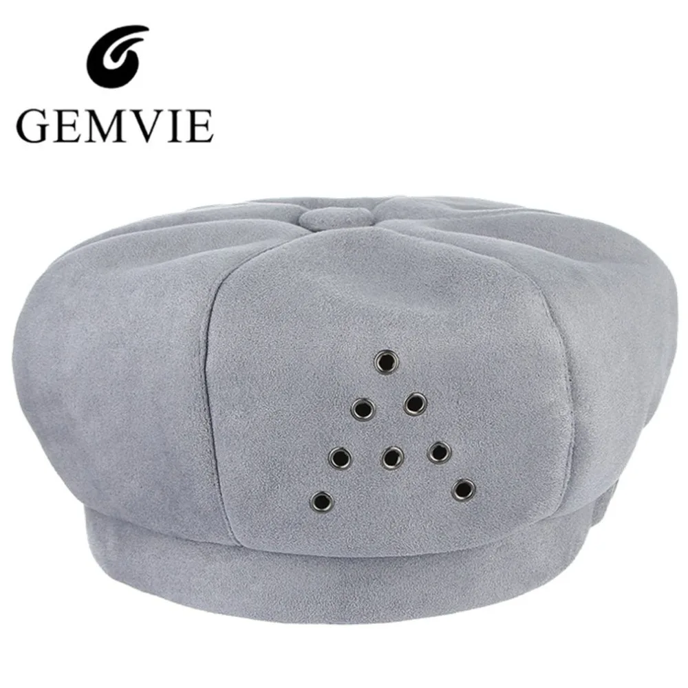 suede beret hat