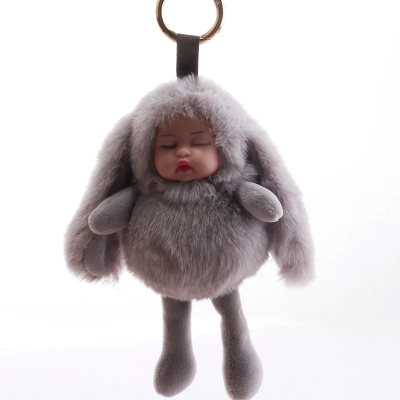 

Happy Monkey 18cm Plush Keychains Toy Fluffy Sleeping Baby Pompom Fur Ball Decoration Toy for Key Bag Gift Toy In Stock