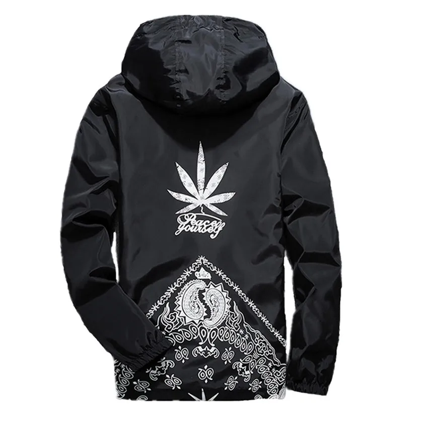 

2018 Spring And Autumn Mens New Pattern Print Hooded Men Jacket Long-Sleeved Mens Jackets Casual Joggers Sportswear jacket Coats