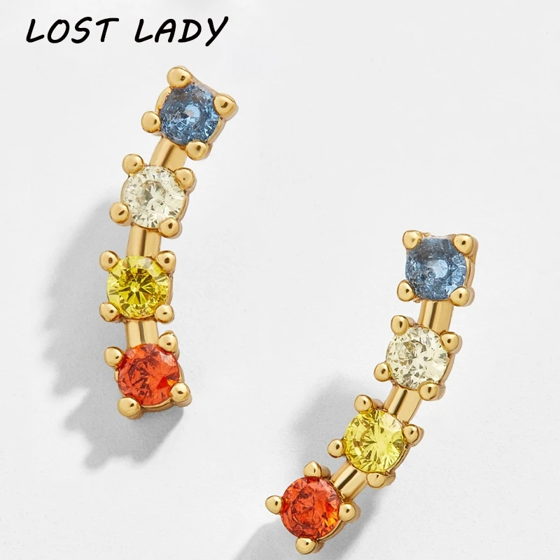 

Lost Lady Fashion Korean Style Simple Crystal Stud Earrings For Women Wedding Jewerly Bridal Engagement Earrings Female Gifts
