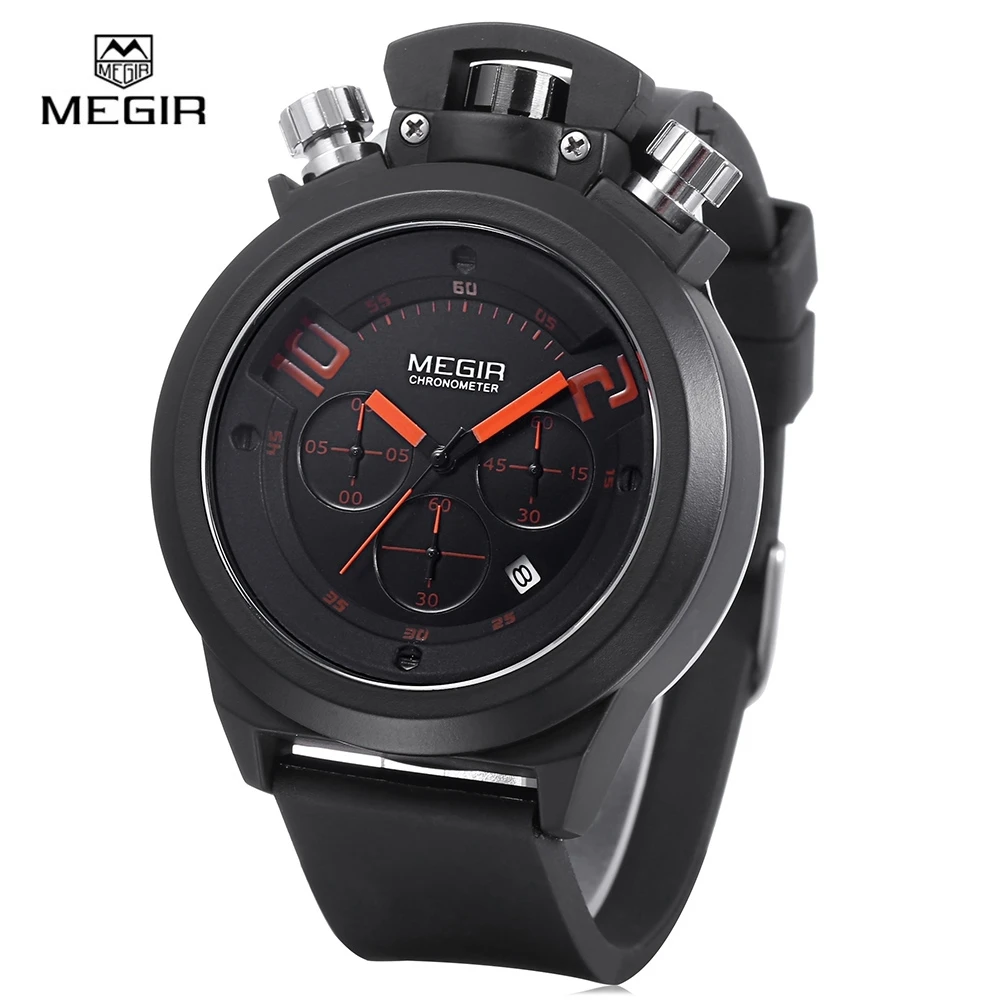 

2018 New Sport Men Watch Top Brand MEGIR Quartz Watches Luxury Casual Fashion Watch Three Working sub-dials Relogio Masculino