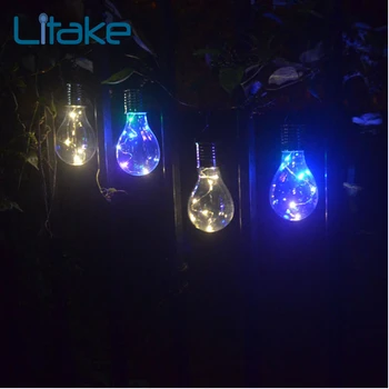

Litake Powered LED Hanging Lamp with Light Sensor Decorative Bulb Lawn Lamp for Outdoor Garden Camping (Color Light Source)