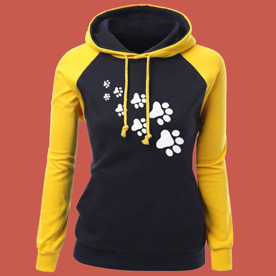 Womens Color Block Hoodie Long Sleeve Drawstring Pullover Sweatshirt With Pocket