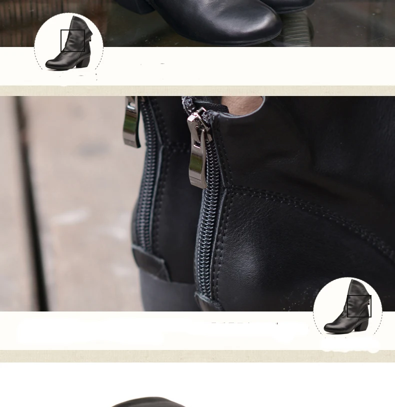 Xiangban/ г. винтажные модные черные женские ботильоны повседневная обувь на весну-осень женские ботинки на среднем каблуке на молнии