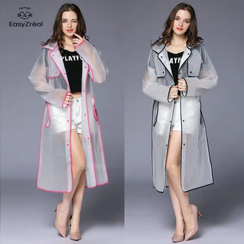 

Men and womenTransparent long Raincoat EVA Thick Rainwear Universal Rain Coat Waterproof Poncho Hiking Tour Hooded Raincoat gift