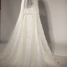 Twolayers кружева бусины перл фаты высокое качество 3 м длинные 3 м ширина фата мантилья собор фата с расческой V729