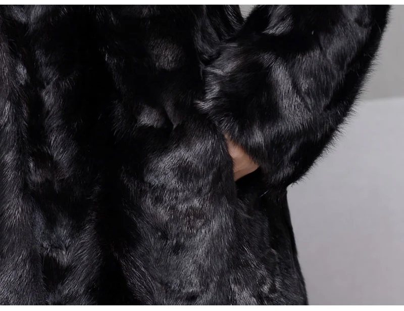 100% genuine natural mink fur coat with hoody long (16)