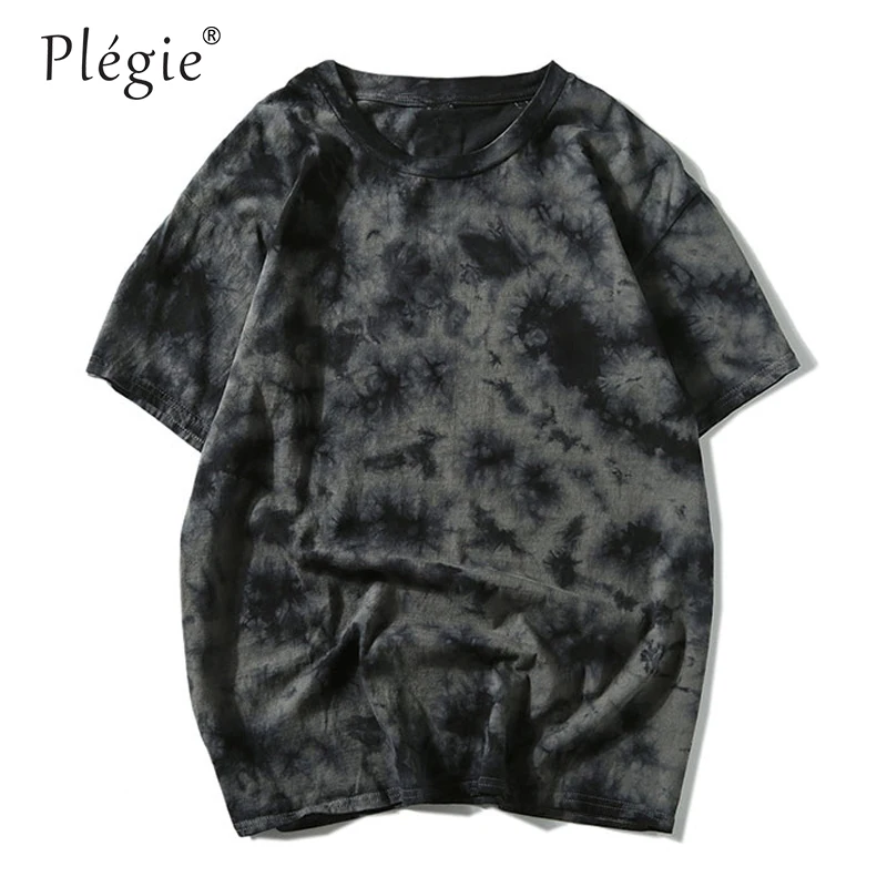 Plegie tie dye футболка унисекс Хип-Хоп футболка летние свободные футболки с круглым вырезом футболка из хлопка 5 цветов