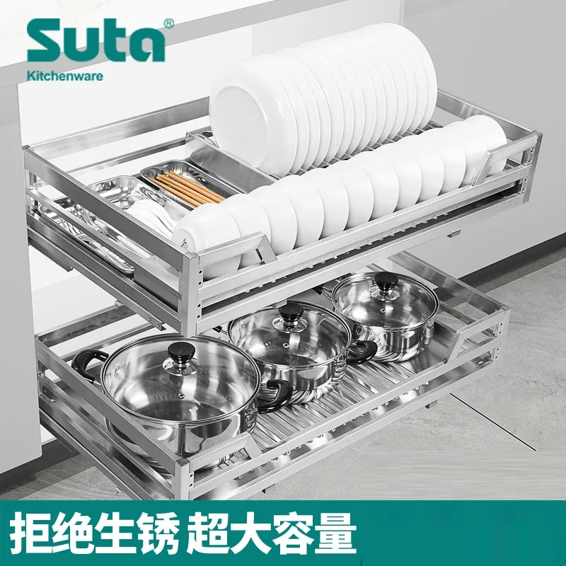 Storage Cabinet 304 Stainless Steel Kitchen Drawer Type Pull