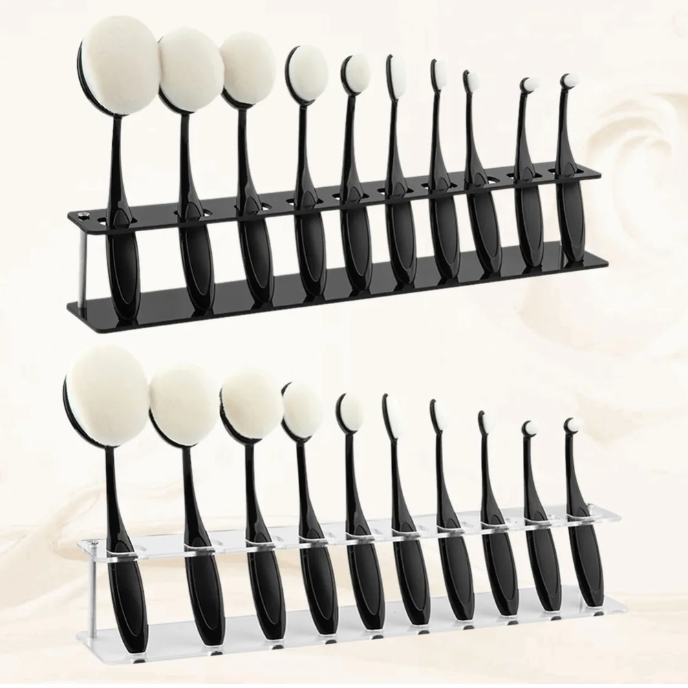 

10 Grids Makeup Brushes Holder Toothbrush Oval Make Up Brushes Display Holder Stand Storage Boxes Organizer Brush Showing Rack