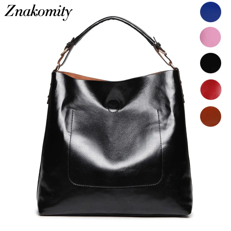 Znakomity Plain black leather tote bag women's handbag female for women shoulder bag lady red fashion woman hand bag cross body