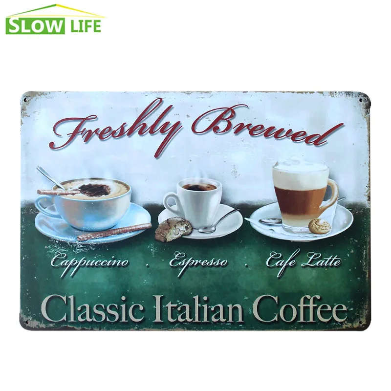 Classic Italian Coffee Sign Vintage Home Decor Tin Sign Cafe Wall