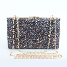 Женские Блестящие Свадебные вечерние модные сумки, дамские вечерние клатчи, сумочки, сумка на плечо с цепочкой, прямоугольная коробка, Bolsa Feminin