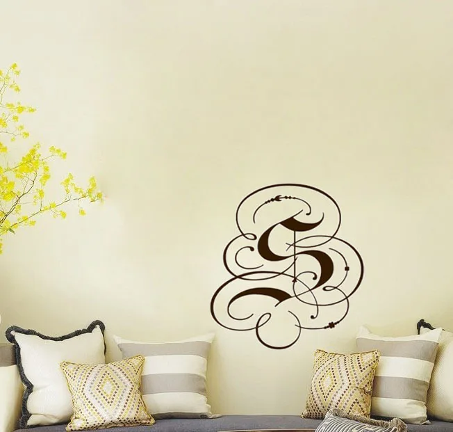 Fancy Monogram Letter wall decals vinyl stickers home decor living room decorative stickers bedroom wallpaper(