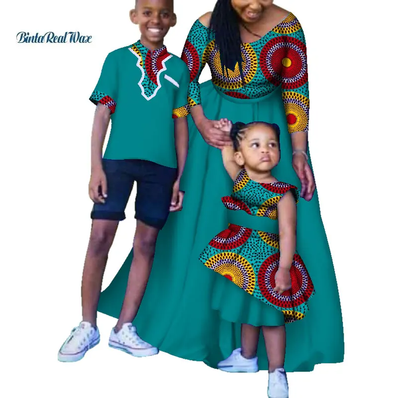 Одежда в африканском стиле; длинные платья с принтом для женщин; платье для мамы и дочки; комплект из рубашки и штанов для сына; семейная одежда в африканском стиле; WYQ183