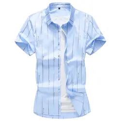 Мужская летняя рубашка с коротким рукавом с принтом/2019 Новый плюс размер хлопок городская мода с коротким рукавом рубашка мужская M-7XL