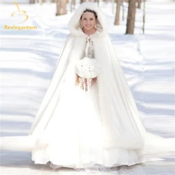 Bealegantom Elegant White Warm Cape Winter Fur Women Jacket Bridal Floor Length Cloaks Long Party Wedding Coat QA933