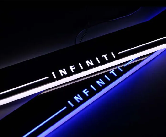 Qirun acrylic led moving door scuff welcome light pathway lamp sill plate linings for Infiniti QX50 2013 2014 20 |