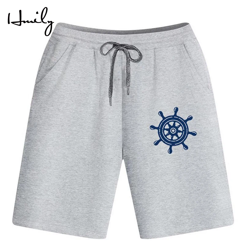 HMILY классический Спортивные шорты человек в стиле «хип-хоп» с кулиской элистичные, средней, посадки шорты с принтом дизайн мужские брюки короткие