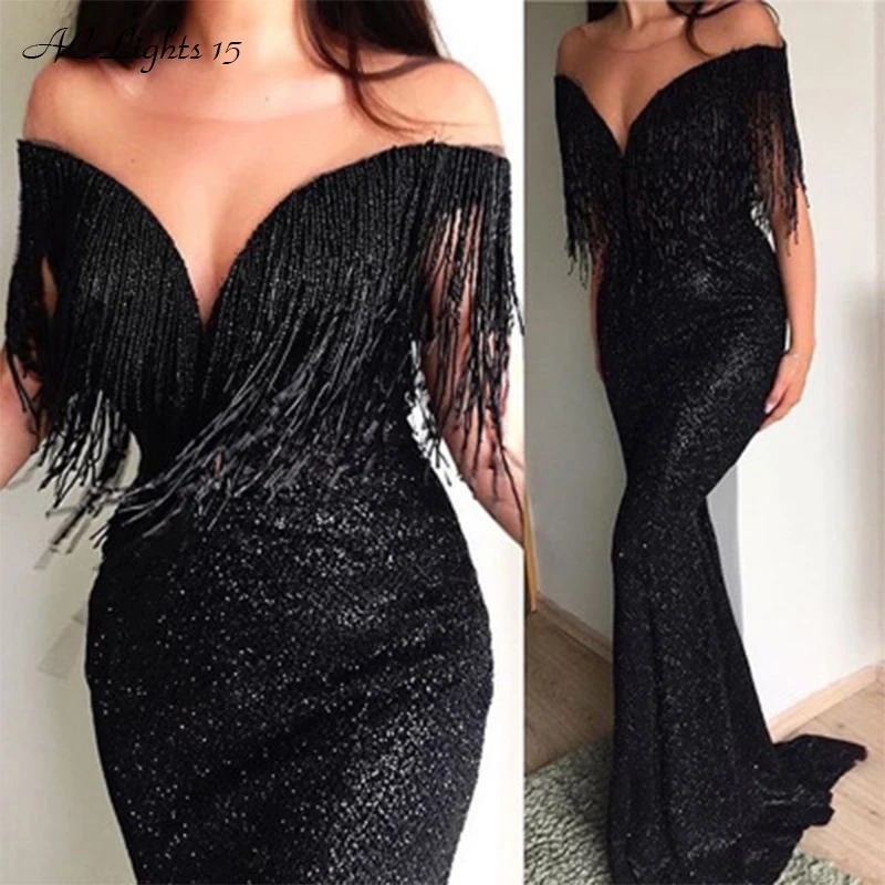 

Woman Sexy Long Black Bodycon Dress Elegant Evening Party Dresses Sequin Strapless High Waist Floor Length Dress Vestidos