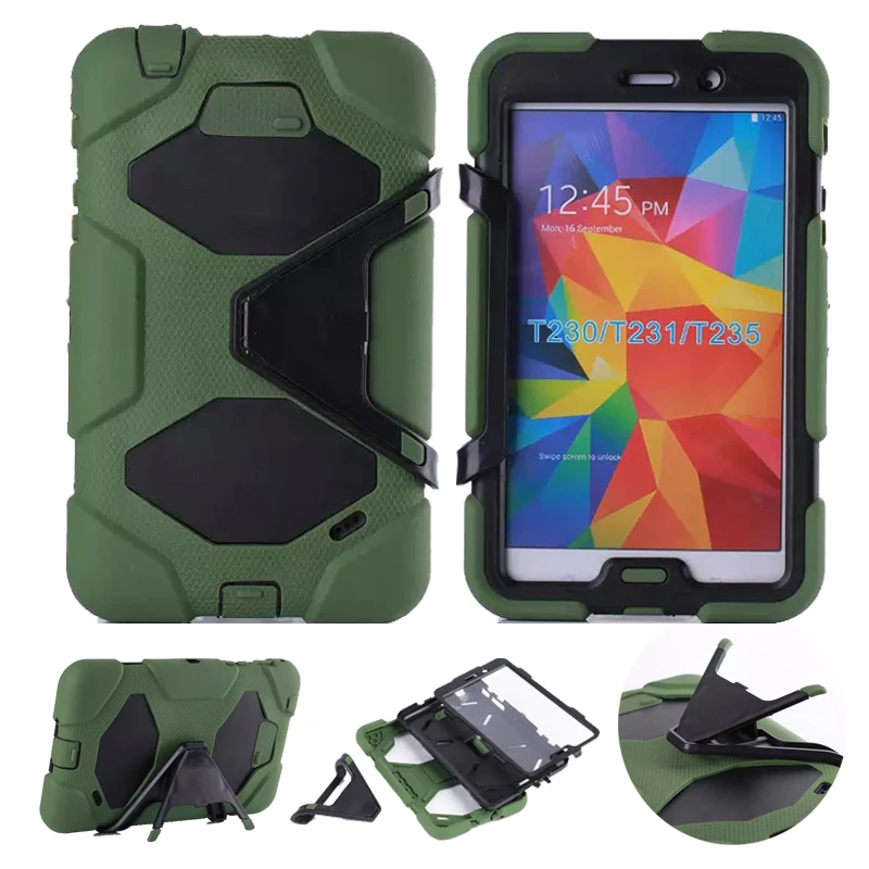 

3 in 1 Hybrid Heavy Duty Shockproof Dual Layer Military Armor Back Cover Case For Samsung Galaxy Tab 4 7.0 T230 T231 T235 Coque