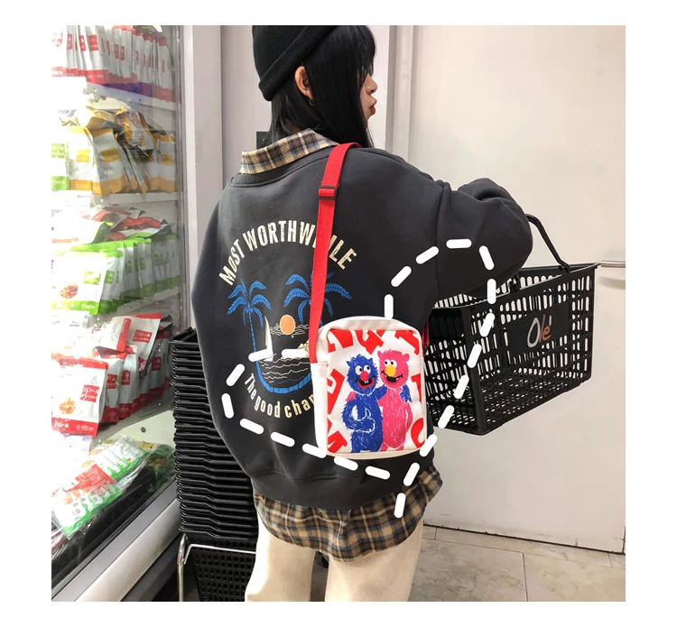 Menghuo Ins Super Popular Women Canvas Shoulder Bags Cute Small Mobile Phone Bags for Girls Boys hip hop chic Hand Pouch Bolsos_24