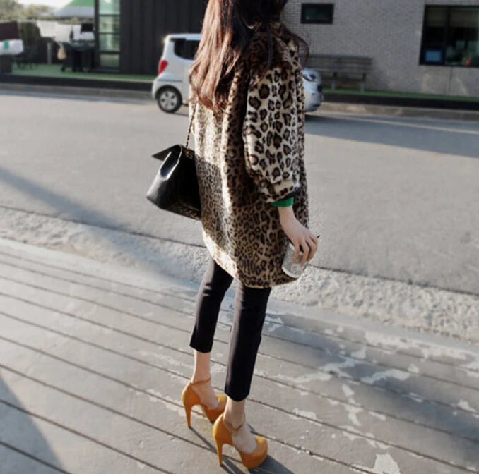 Léopard Chaud Faux Taille Mode Poilu Slim Fourrure Plus D'hiver La De Manteaux Épaississent Veste Longue 2018 Femmes Manteau Artificielle Leopard 7qw6RR
