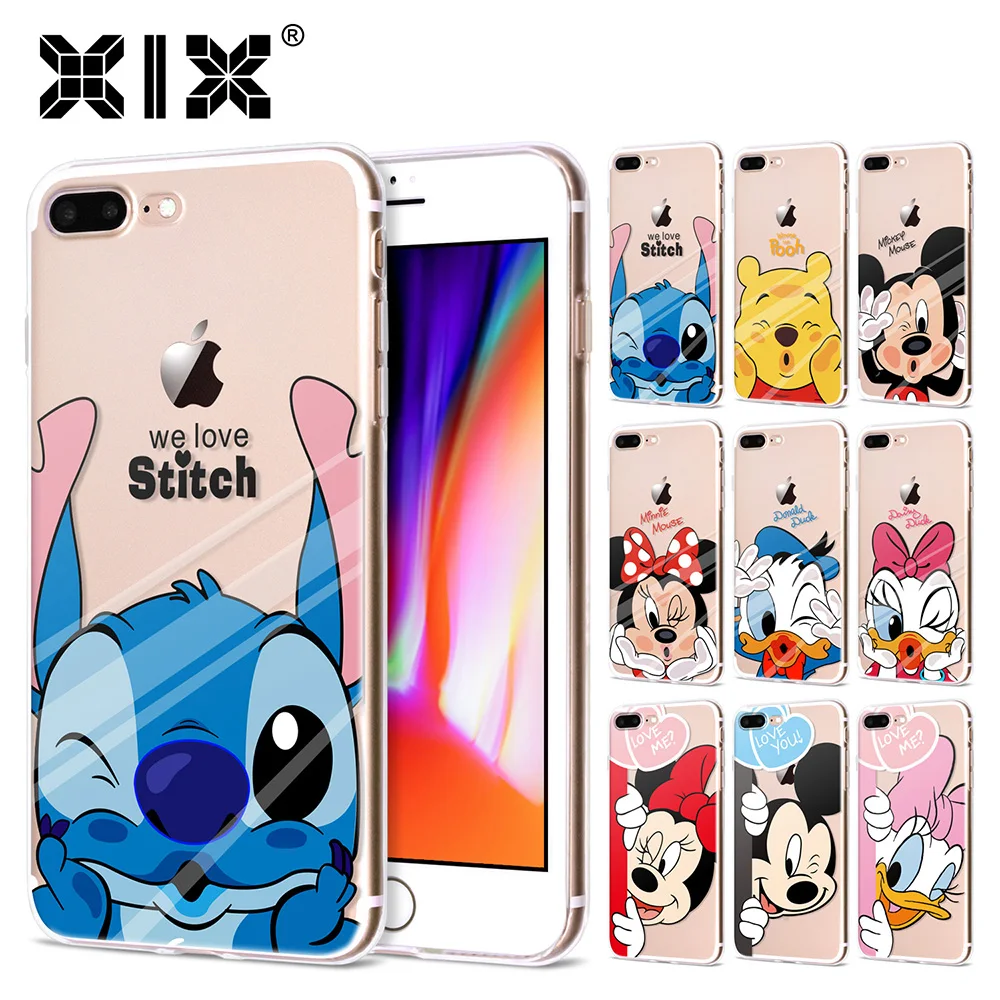 

For iPhone 6 case 4 4S 5 5S 6 6S 7 Plus case Mickey Kiss soft clear TPU cover for fundas iPhone 6S case coque for iPhone 6 case