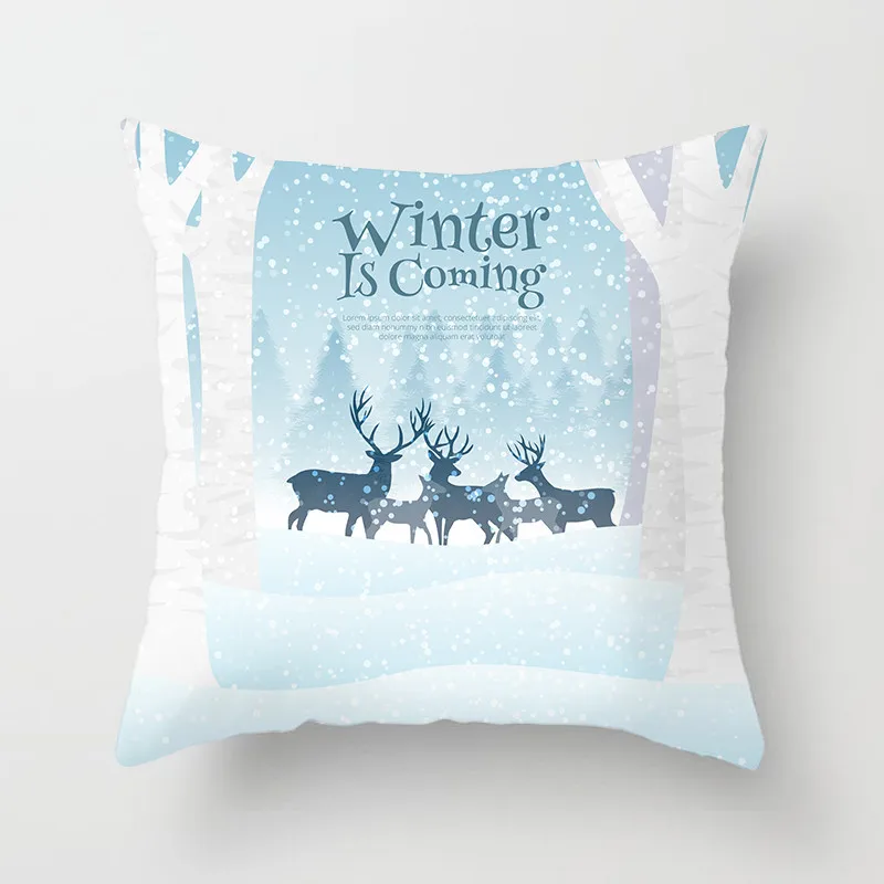 Fuwatacchi Messy Christmas Elk Cushion Cover Snowflake Tree Printed Pillow Cover for Home Sofa Chair Decorative Pillows 45*45cm