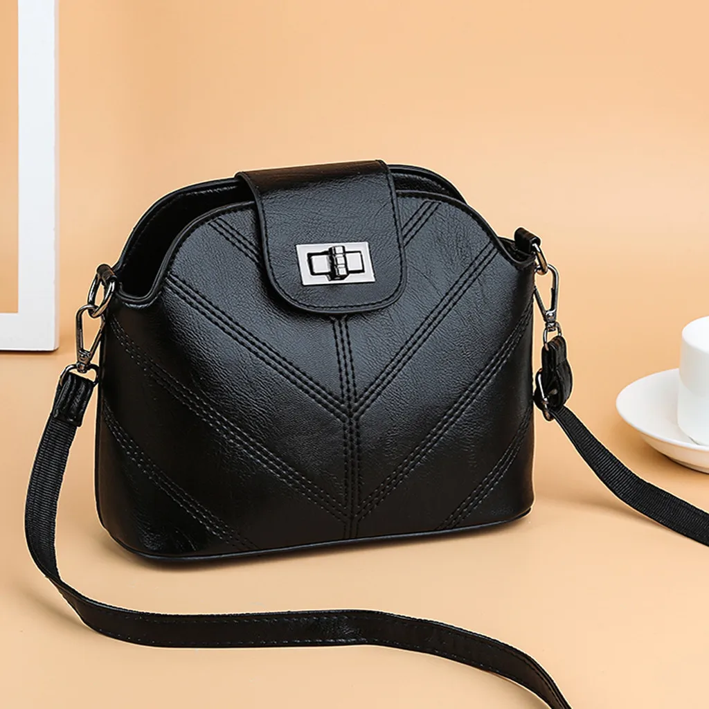 

Fashion Leather Plaid Pattern Handbag Solid Color Lock Shoulder Bag High Quality Big Capacity Messenger Bag Mobile Phone Bag
