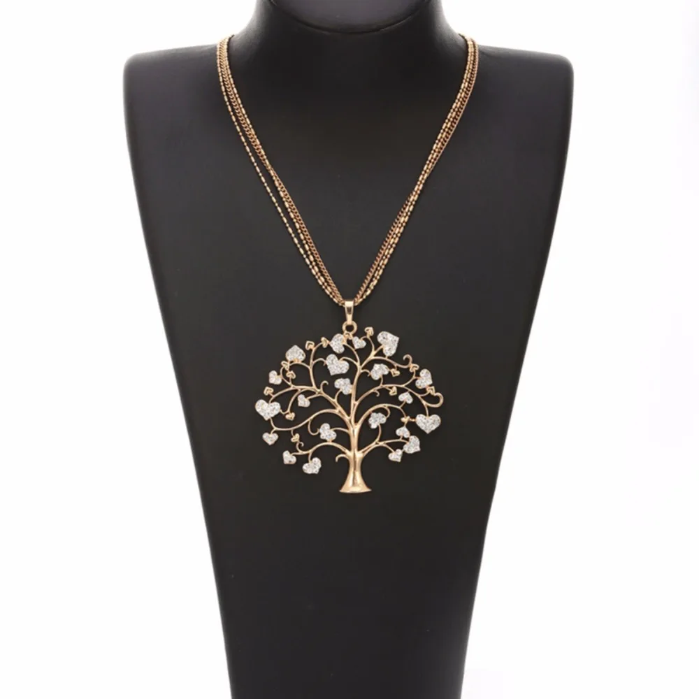 Lureme простое Дерево жизни Сердце Дерево с кристаллом кулон ожерелье для женщин и девочек(nl006063
