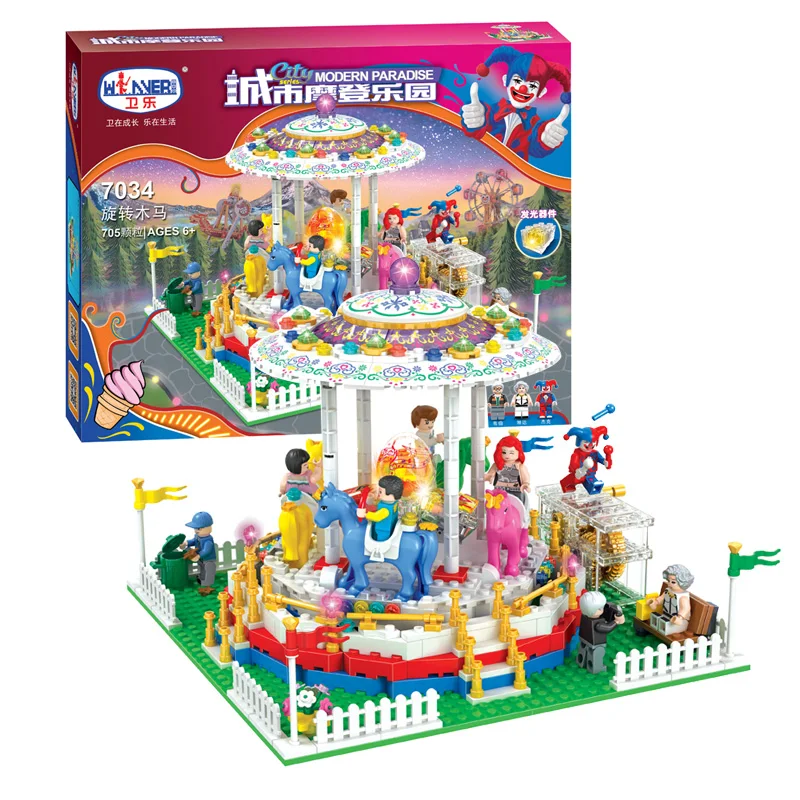 

Winner 7034 705Pcs City Modern Paradise Series Carousel Building Blocks Educational Toys Bricks Give They The Best Holiday Gifts