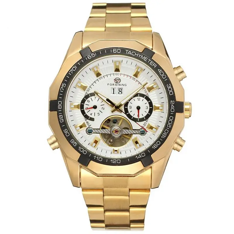 

2017 Forsining Erkek Kol Saati Original Men's Day/Week/Month Tourbillon Auto Mechanical Watches Wristwatch Gift Box Free Ship